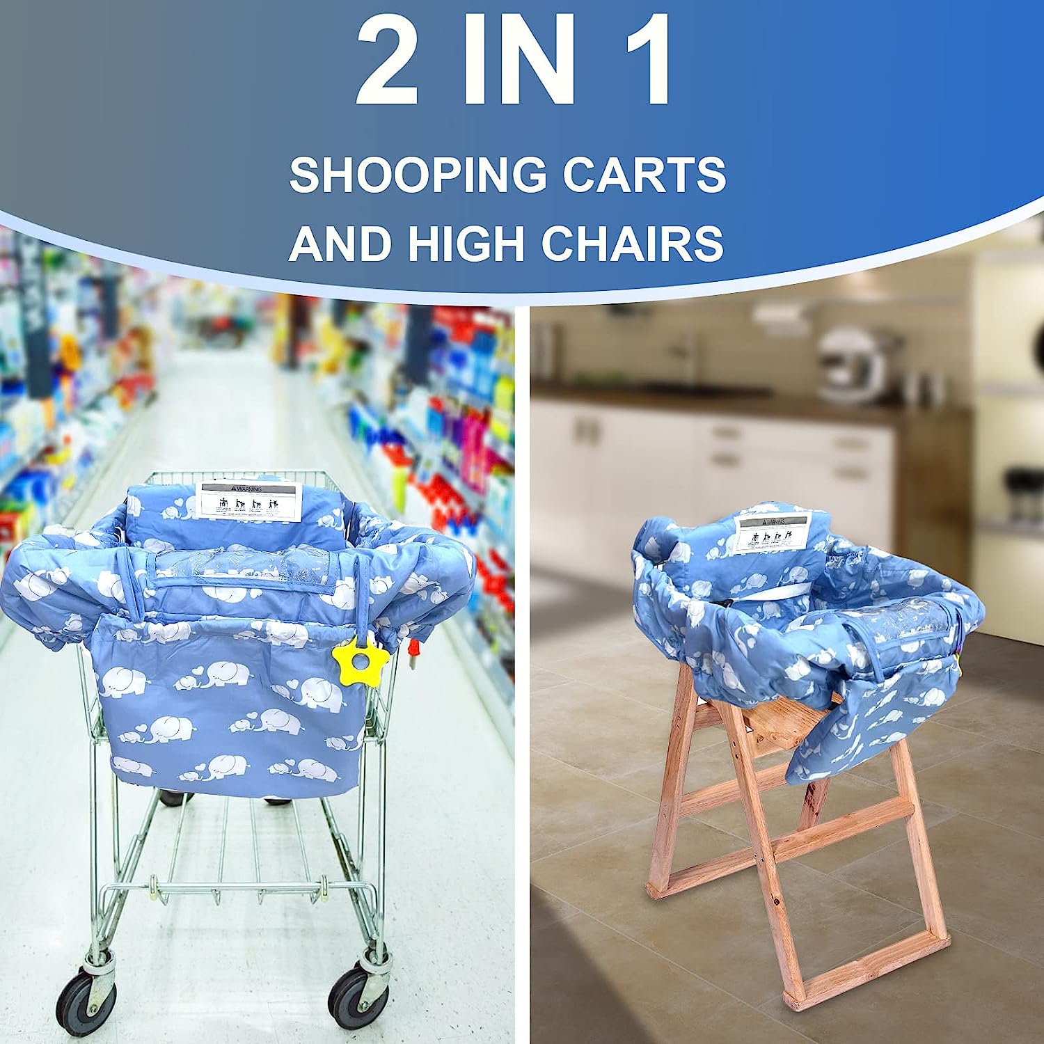 Einkaufswagenschutz Baby und Hochstuhlabdeckung 2-in-1 Universeller  Hygieneschutz für Einkaufswagen mit Sicherheitsgurt für Baby-Junge und Baby-Mädchen  Maschine Waschbar - meily