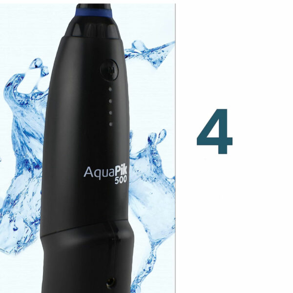 Aquapik 500 Munddusche mit einzigartigem Design, abnehmbar, wiederaufladbar, für Reisen und Büro, 6 Düsen, 4 Leistungen, wasserdicht IPX7 (schwarz) (3)