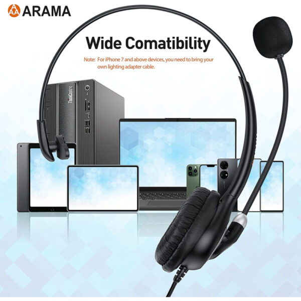 Arama PC Headset Handy für Smartphone Computer Laptop 3,5 mm Klinke Kopfhörer Handy mit Mikrofon (3)