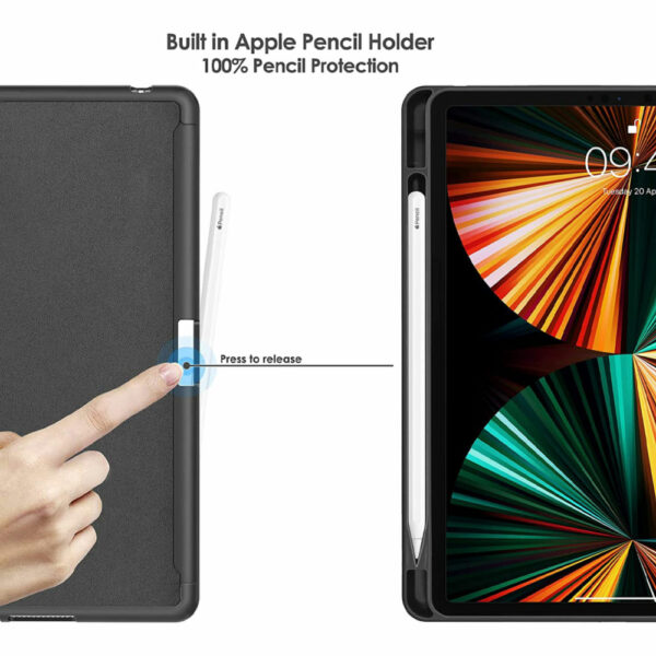 Cases Hülle für iPad Pro 12.9 2021 - Schutz Apple iPad Pro 12.9 Hülle Stand mit Pencilhalter - Marineblau (3)