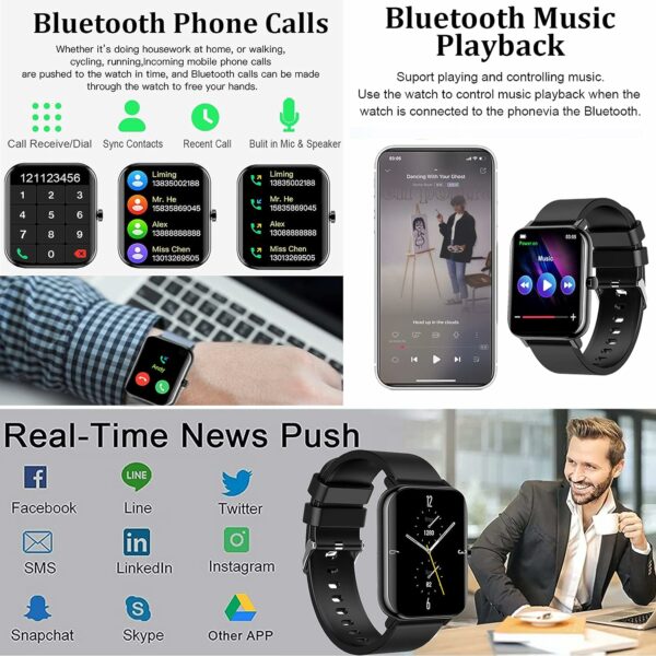 HitTopss-Smartwatch-Fitnessuhr-Damen-Herren-Bluetooth-Schrittzähler-2