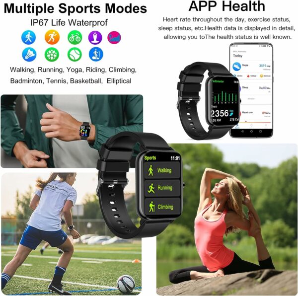 HitTopss-Smartwatch-Fitnessuhr-Damen-Herren-Bluetooth-Schrittzähler-4