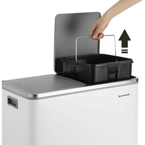 Mülleimer-Abfalleimer-Edelstahl-Papierkorb-Mülltrenner-Küche-weiß-4