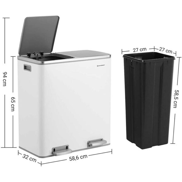 Mülleimer-Abfalleimer-Edelstahl-Papierkorb-Mülltrenner-Küche-weiß-6