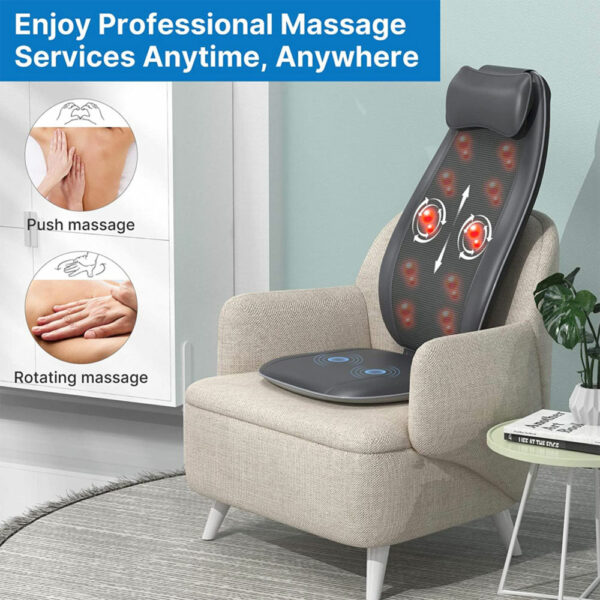 Rückenmassagegerät, Massagesitzauflage S-Form Shiatsu mit Vibration, Grau (4)