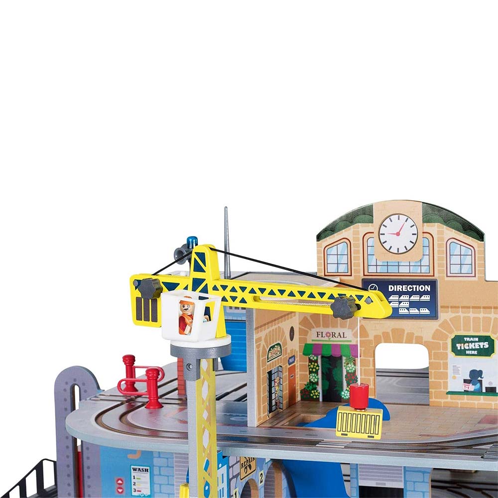 PLAYTIVE Junior XXL Hauptbahnhof-Set Eisenbahn Spielzeug ab 3 Jahren  Holzbahn - meily